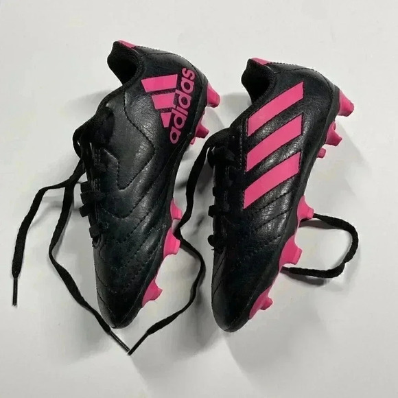 Adidas Youth Size 11 K Black & Pink Cleats Lace up - Picture 3 of 6